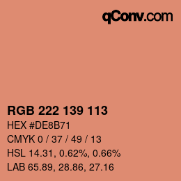 Color code: RGB 222 139 113 | qconv.com