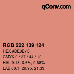 カラーコード: RGB 222 139 124 | qconv.com