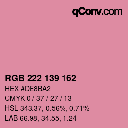 Color code: RGB 222 139 162 | qconv.com