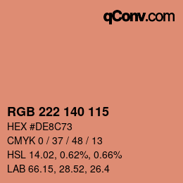 Code couleur: RGB 222 140 115 | qconv.com