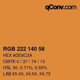 Color code: RGB 222 140 58 | qconv.com