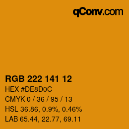 Color code: RGB 222 141 12 | qconv.com