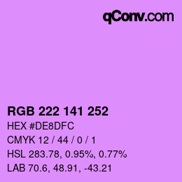 Color code: RGB 222 141 252 | qconv.com