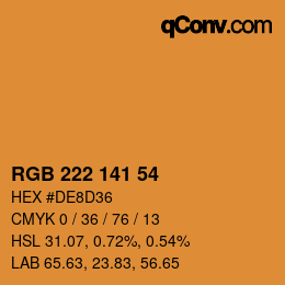 Color code: RGB 222 141 54 | qconv.com