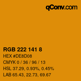 カラーコード: RGB 222 141 8 | qconv.com