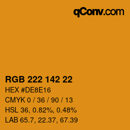 Color code: RGB 222 142 22 | qconv.com