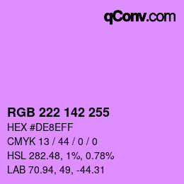 Color code: RGB 222 142 255 | qconv.com