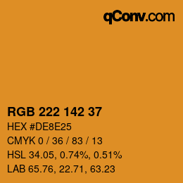 Color code: RGB 222 142 37 | qconv.com