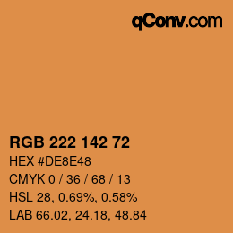 カラーコード: RGB 222 142 72 | qconv.com