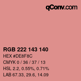 Color code: RGB 222 143 140 | qconv.com