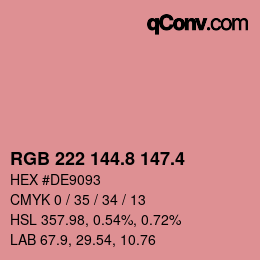 カラーコード: RGB 222 144.8 147.4 | qconv.com