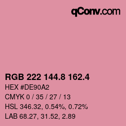 カラーコード: RGB 222 144.8 162.4 | qconv.com