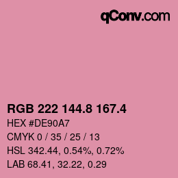 カラーコード: RGB 222 144.8 167.4 | qconv.com
