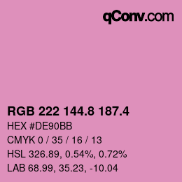 カラーコード: RGB 222 144.8 187.4 | qconv.com