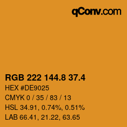 カラーコード: RGB 222 144.8 37.4 | qconv.com