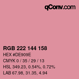 Color code: RGB 222 144 158 | qconv.com