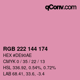 Color code: RGB 222 144 174 | qconv.com