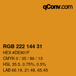 Color code: RGB 222 144 31 | qconv.com
