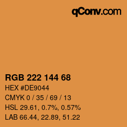 Color code: RGB 222 144 68 | qconv.com
