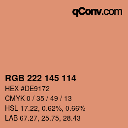 Color code: RGB 222 145 114 | qconv.com