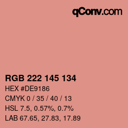 Color code: RGB 222 145 134 | qconv.com