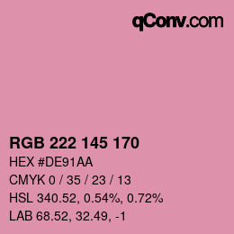 Color code: RGB 222 145 170 | qconv.com