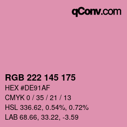 Color code: RGB 222 145 175 | qconv.com