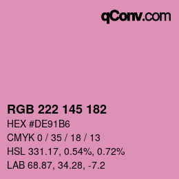 Color code: RGB 222 145 182 | qconv.com