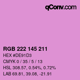 Color code: RGB 222 145 211 | qconv.com