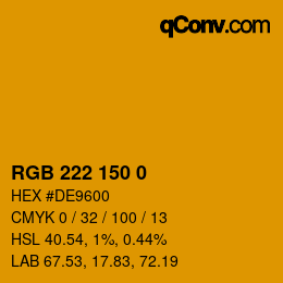 カラーコード: RGB 222 150 0 | qconv.com