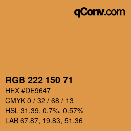 Color code: RGB 222 150 71 | qconv.com