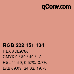 Color code: RGB 222 151 134 | qconv.com