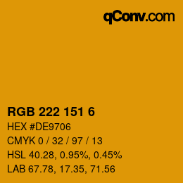 Color code: RGB 222 151 6 | qconv.com