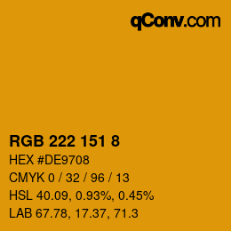 Color code: RGB 222 151 8 | qconv.com