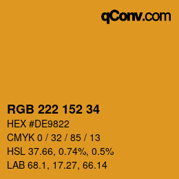 Color code: RGB 222 152 34 | qconv.com