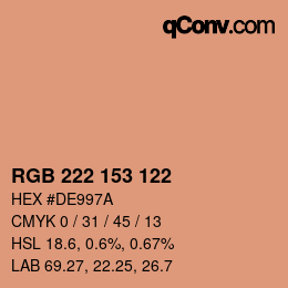 Color code: RGB 222 153 122 | qconv.com