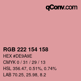 Color code: RGB 222 154 158 | qconv.com
