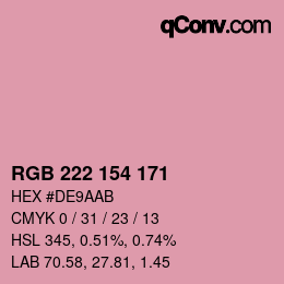 Color code: RGB 222 154 171 | qconv.com