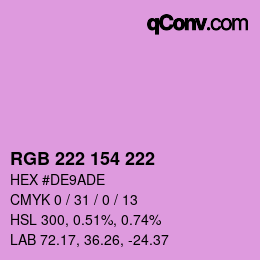 Color code: RGB 222 154 222 | qconv.com