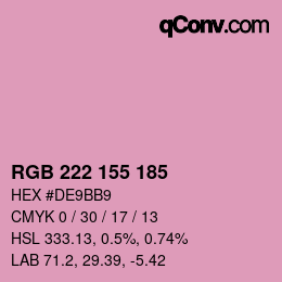 Color code: RGB 222 155 185 | qconv.com