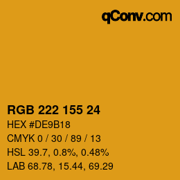カラーコード: RGB 222 155 24 | qconv.com