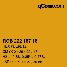 颜色代码: RGB 222 157 18 | qconv.com