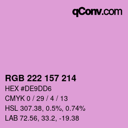 カラーコード: RGB 222 157 214 | qconv.com