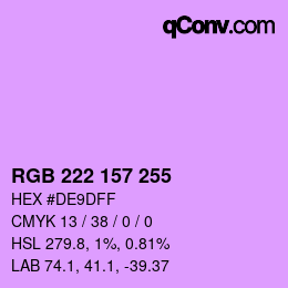 Color code: RGB 222 157 255 | qconv.com