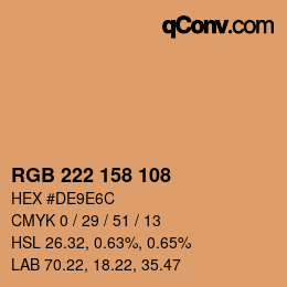 Color code: RGB 222 158 108 | qconv.com