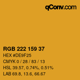 Color code: RGB 222 159 37 | qconv.com