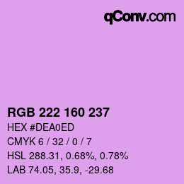 Color code: RGB 222 160 237 | qconv.com