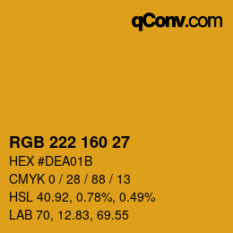 カラーコード: RGB 222 160 27 | qconv.com