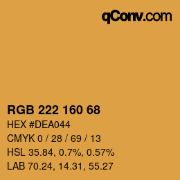 Color code: RGB 222 160 68 | qconv.com