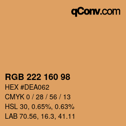 Color code: RGB 222 160 98 | qconv.com